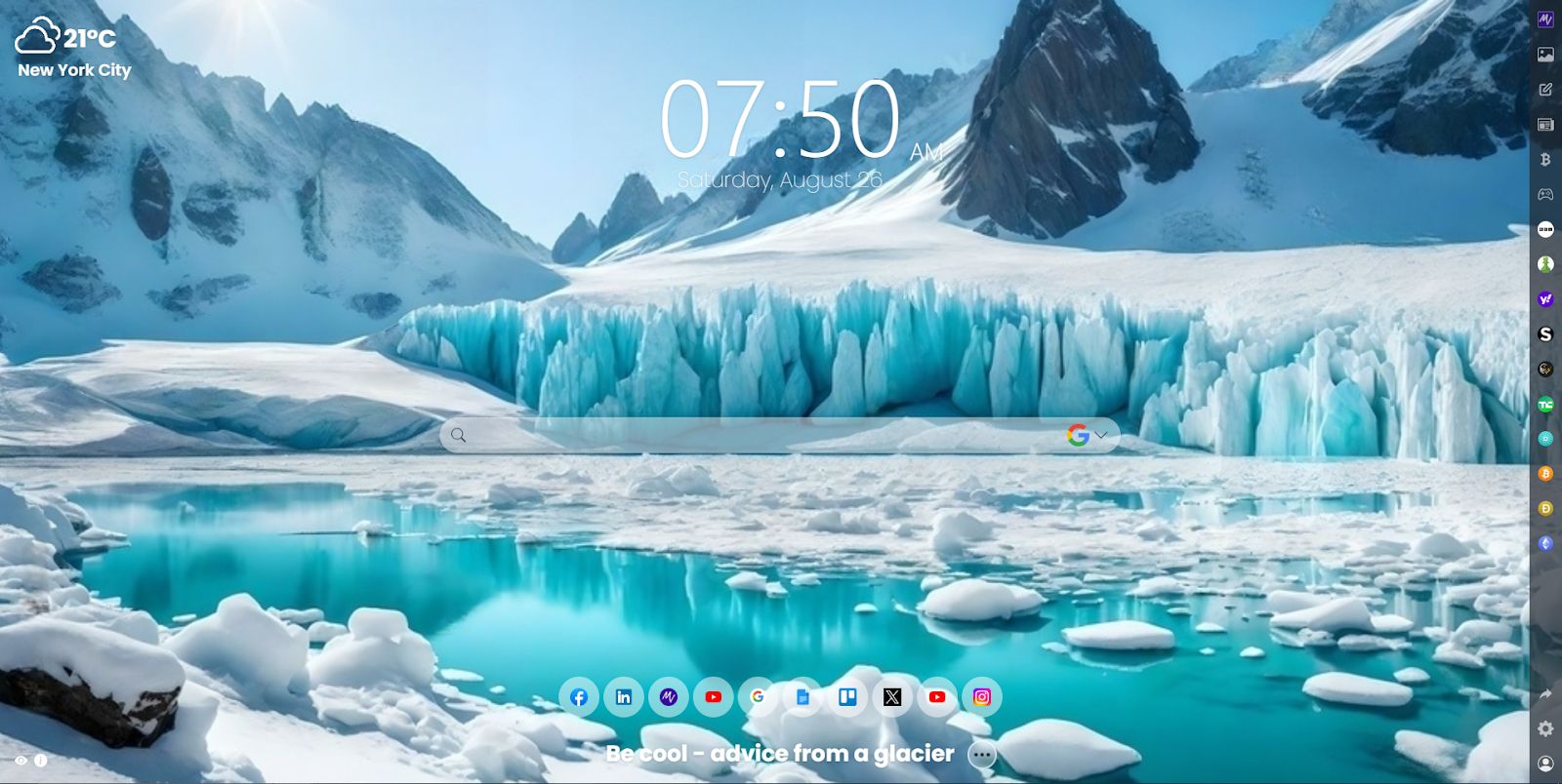 Discover the Icy Wonders: Glacier Appreciation with MeaVana Chrome Extension